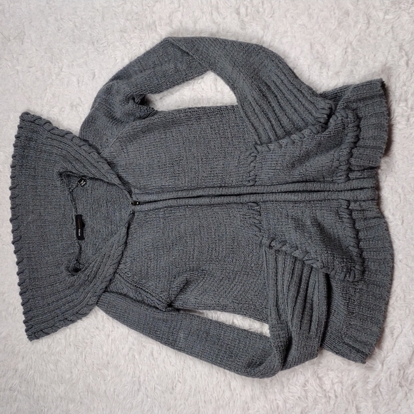 Bcbgmaxazria Gray Shawl Collar Long Sleeve Zipper Front Knit Cardigan Sweater - Picture 2 of 11